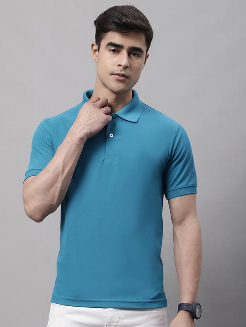 blue solid polo t-shirt - 19615122 - Very Small Image - 1