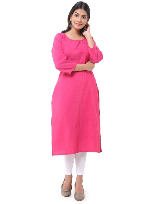 pink solid straight kurta - 19615202 - Very Small Image - 1