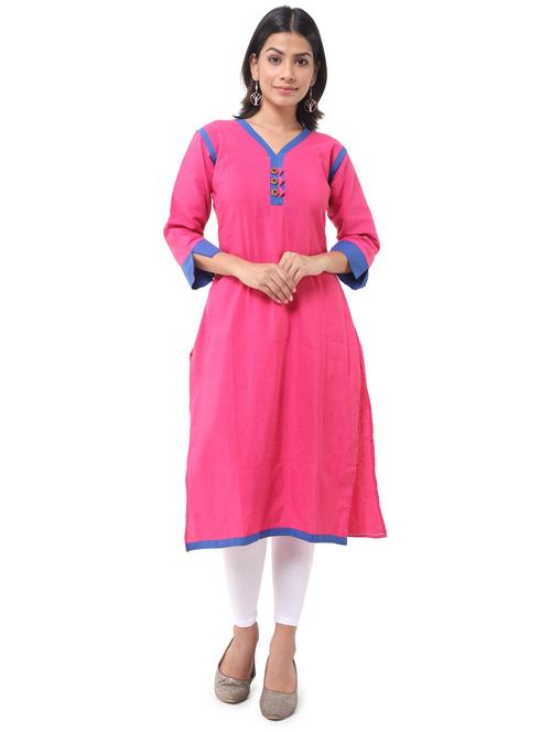 pink solid straight kurta - 19615207 - Very Small Image - 1