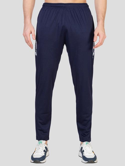 navy blue lycra blend  full length track pant - 19615230 - Very Small Image - 1