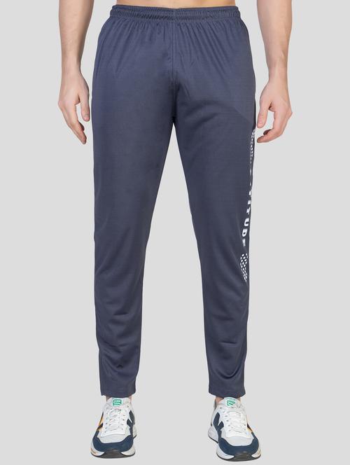 grey lycra blend  full length track pant - 19615234 - Very Small Image - 1