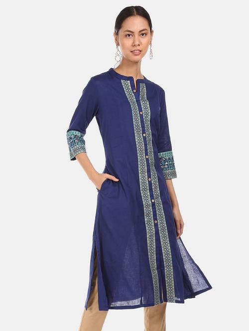printed straight kurta - 19615519 - Very Small Image - 1