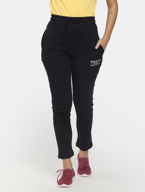 black mid rise solid track pant - 19615925 - Very Small Image - 1