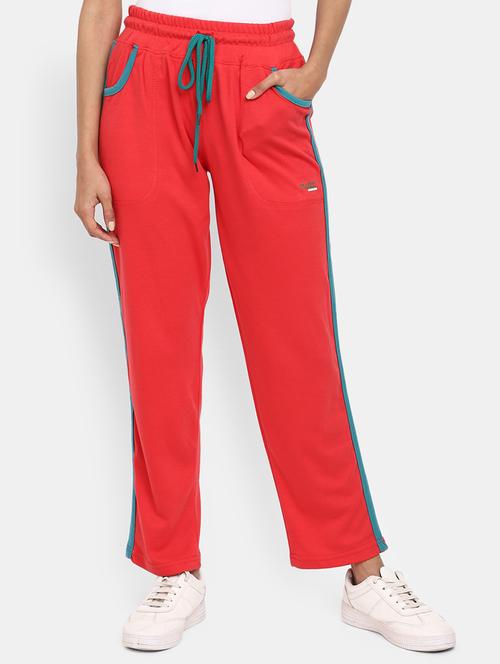 red mid rise solid track pant - 19615966 - Very Small Image - 1
