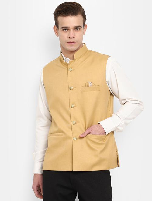 brown solid nehru jacket - 19616208 - Very Small Image - 1