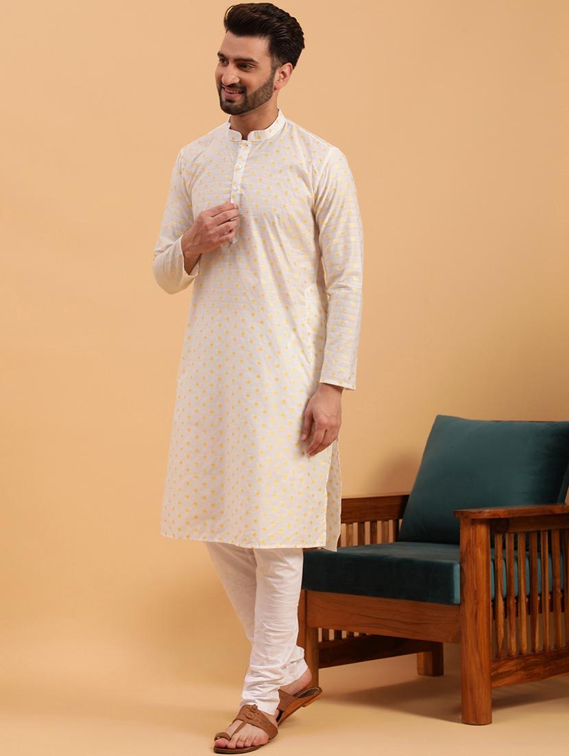 men embroidered kurta churidar ethnic wear set - 19616523 - Zoom Image - 1