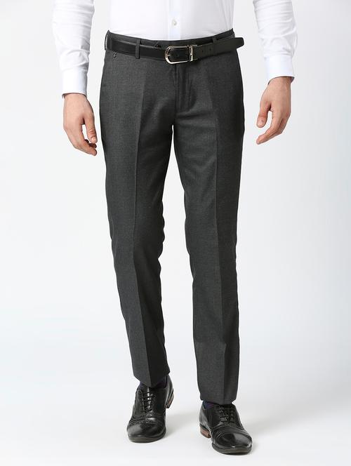 black polyester flat front formal trouser - 19617445 - Very Small Image - 1