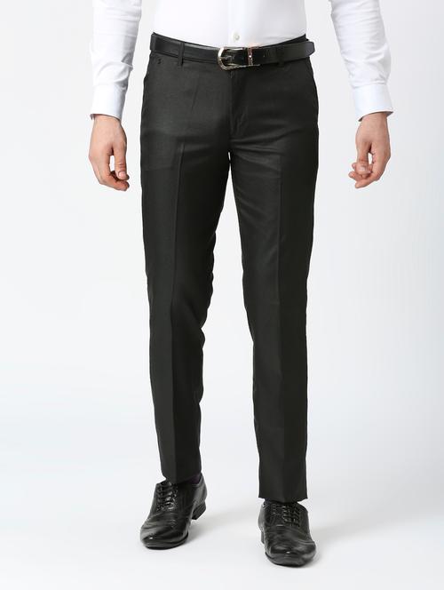 black polyester flat front formal trouser - 19617455 - Very Small Image - 1