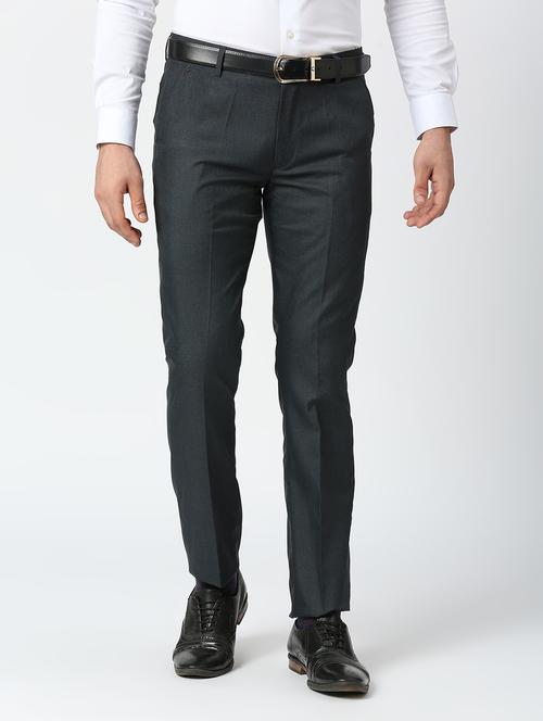 navy blue polyester flat front formal trouser - 19617458 - Very Small Image - 1