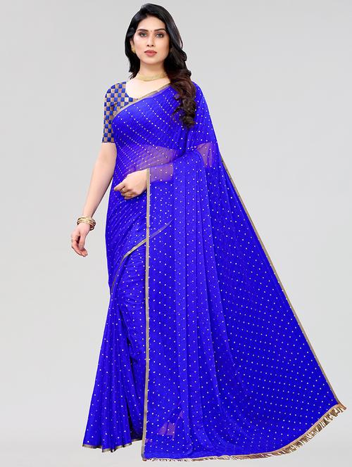 gold print bordered saree with blouse - 19617740 - Very Small Image - 1