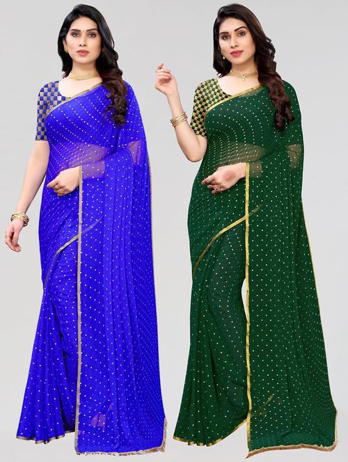 pack of 2 printed saree with blouse - 19617826 - Very Small Image - 1