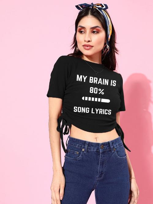 women's crop round neck top - 19618412 - Very Small Image - 1