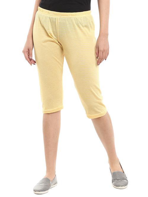 yellow cotton striped regular capri - 19619749 - Very Small Image - 1