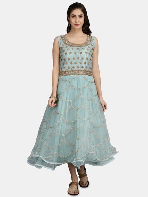 embroidered layered ethnic dress - 19620519 - Very Small Image - 1