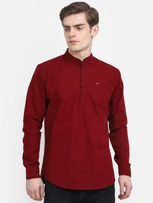 solids cotton short kurta - 19621573 - Very Small Image - 1