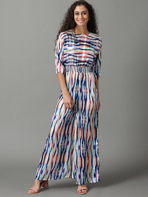 stripes printed full length jumpsuit - 19621855 - Very Small Image - 1
