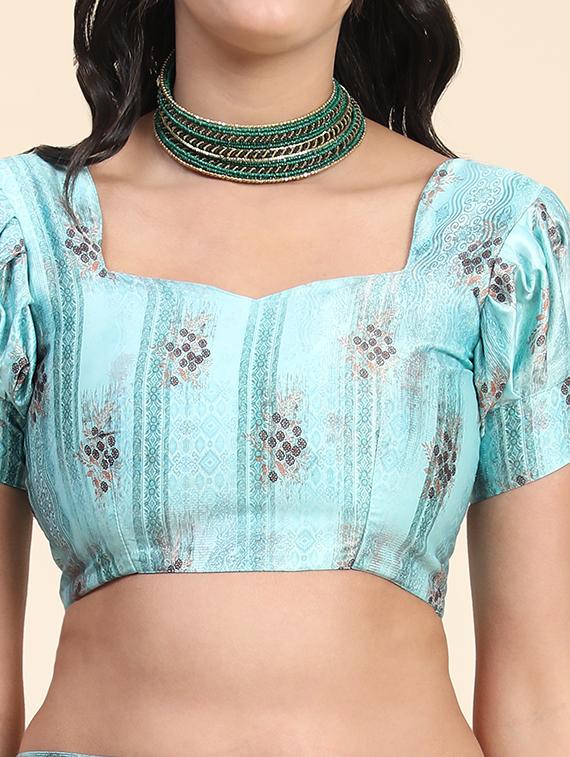 printed flared semi stitched lehenga - 19622048 - Standard Image - 4