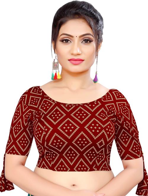 red lycra blend printed blouse - 19622673 - Very Small Image - 1