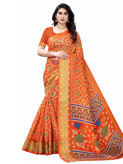 self design printed saree with blouse - 19625022 - Very Small Image - 1