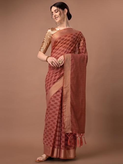 solid with borders handloom saree with blouse - 19626288 - Very Small Image - 1