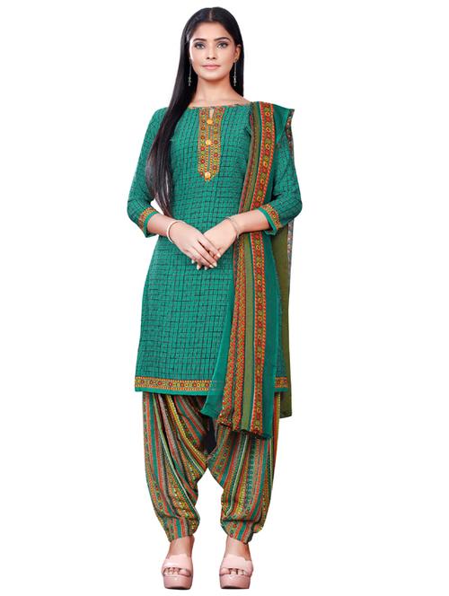 printed unstitched patiyala suit set - 19626635 - Very Small Image - 1