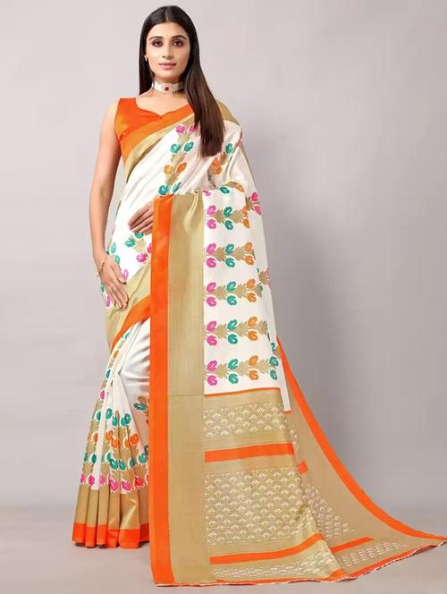 women's self design white colored saree - 19627369 - Very Small Image - 1