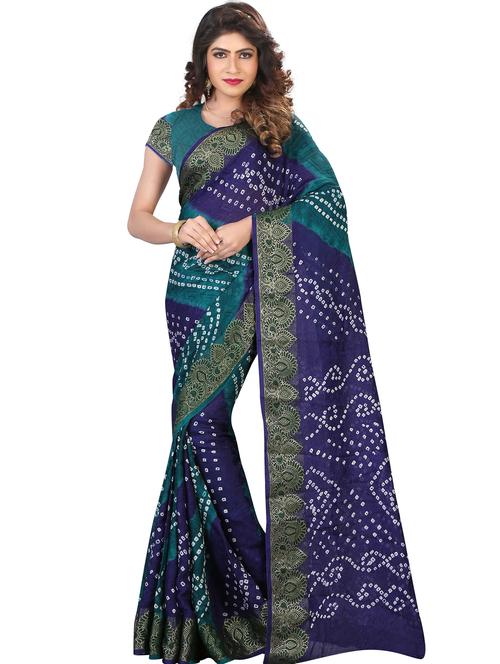 women's self design blue colored saree with blouse - 19628834 - Very Small Image - 1