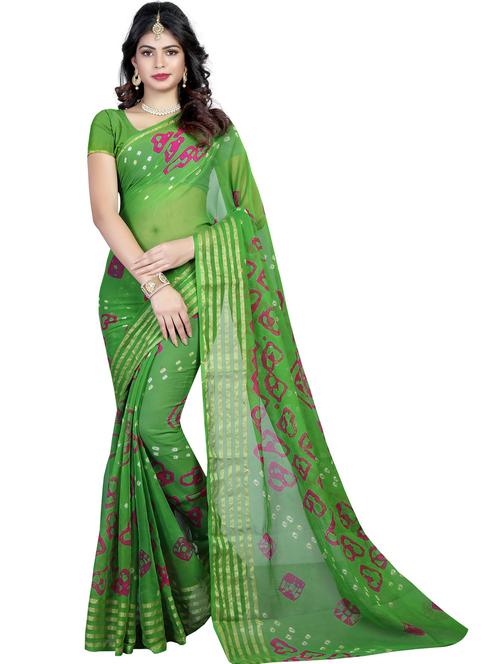 women's bandhani green colored saree - 19629000 - Very Small Image - 1