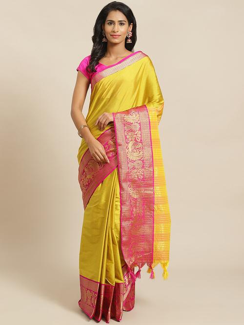 women's bordered yellow colored saree - 19629396 - Very Small Image - 1