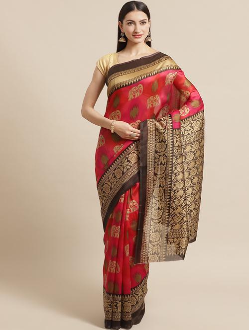 women's printed red colored saree - 19629984 - Very Small Image - 1