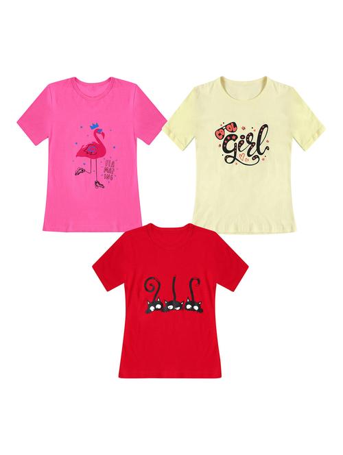 girls pack of 3 printed regular tees - 19635299 - Very Small Image - 1