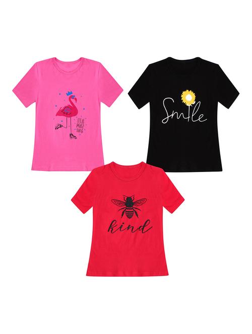 girls pack of 3 printed regular tees - 19635305 - Very Small Image - 1