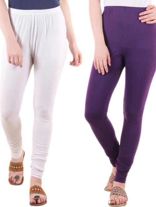women's solid leggings combo - 19637523 - Very Small Image - 1