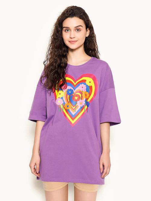 women's chest print round neck t-shirt - 19639162 - Very Small Image - 1