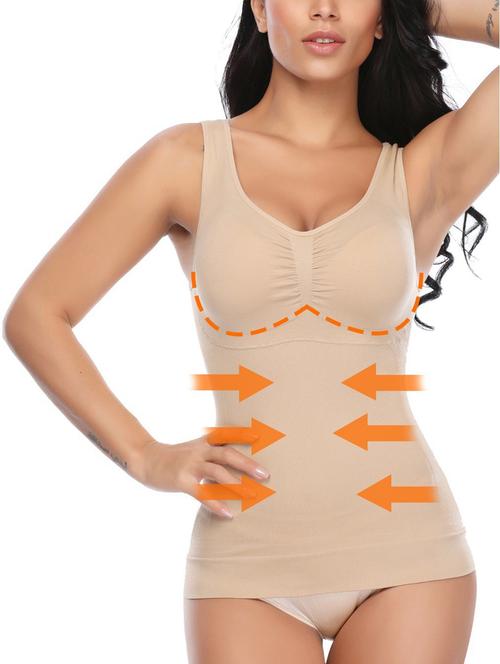 beige poly spandex shaper camisoles shapewear - 19639632 - Very Small Image - 1