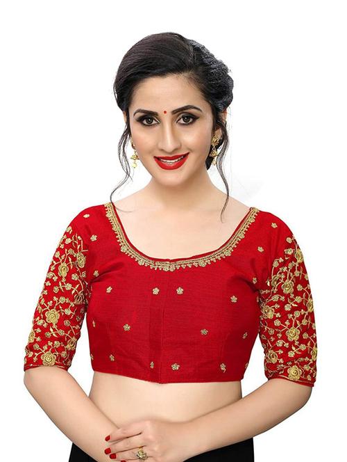 red cotton blend regular blouse - 19640007 - Very Small Image - 1