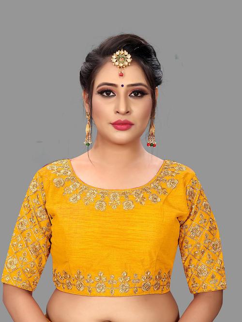 yellow silk regular blouse - 19643063 - Very Small Image - 1