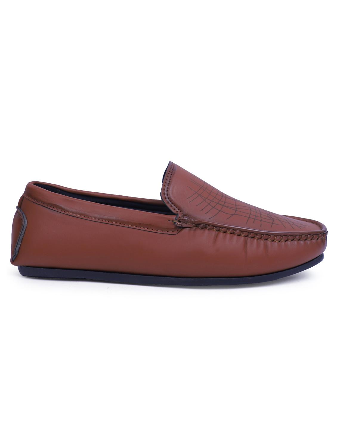 tan artificial leather slip on loafers - 19643409 - Standard Image - 2