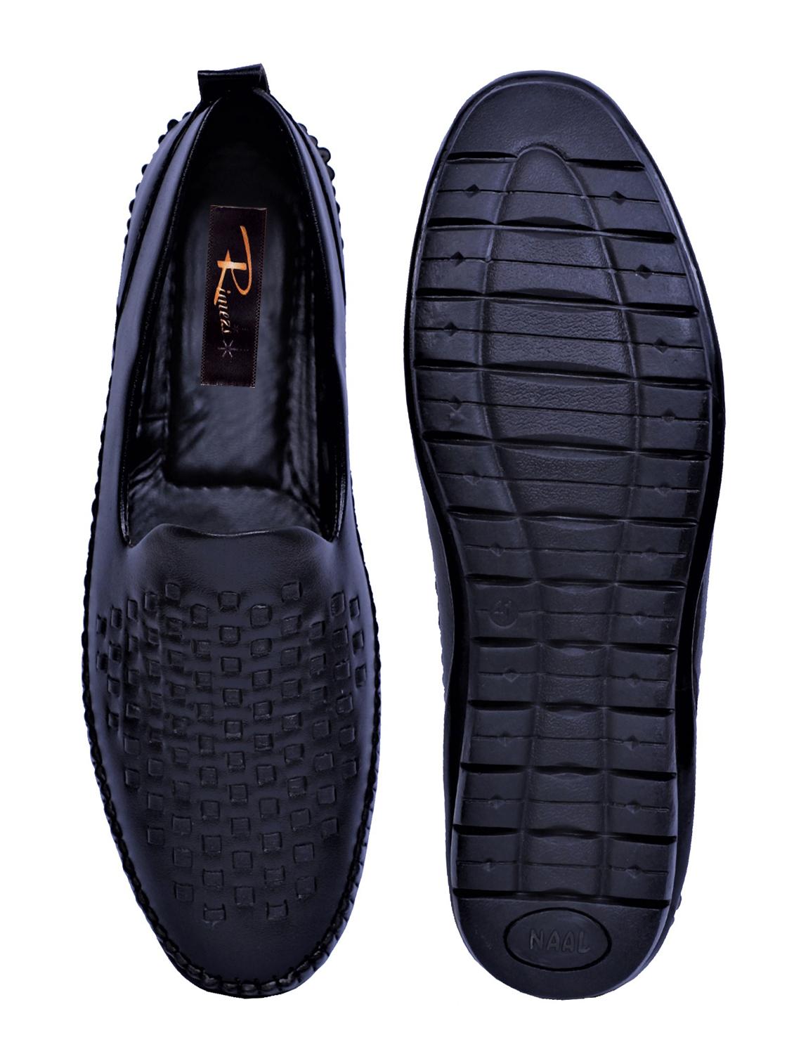 black artificial leather slip on loafers - 19643417 - Standard Image - 4