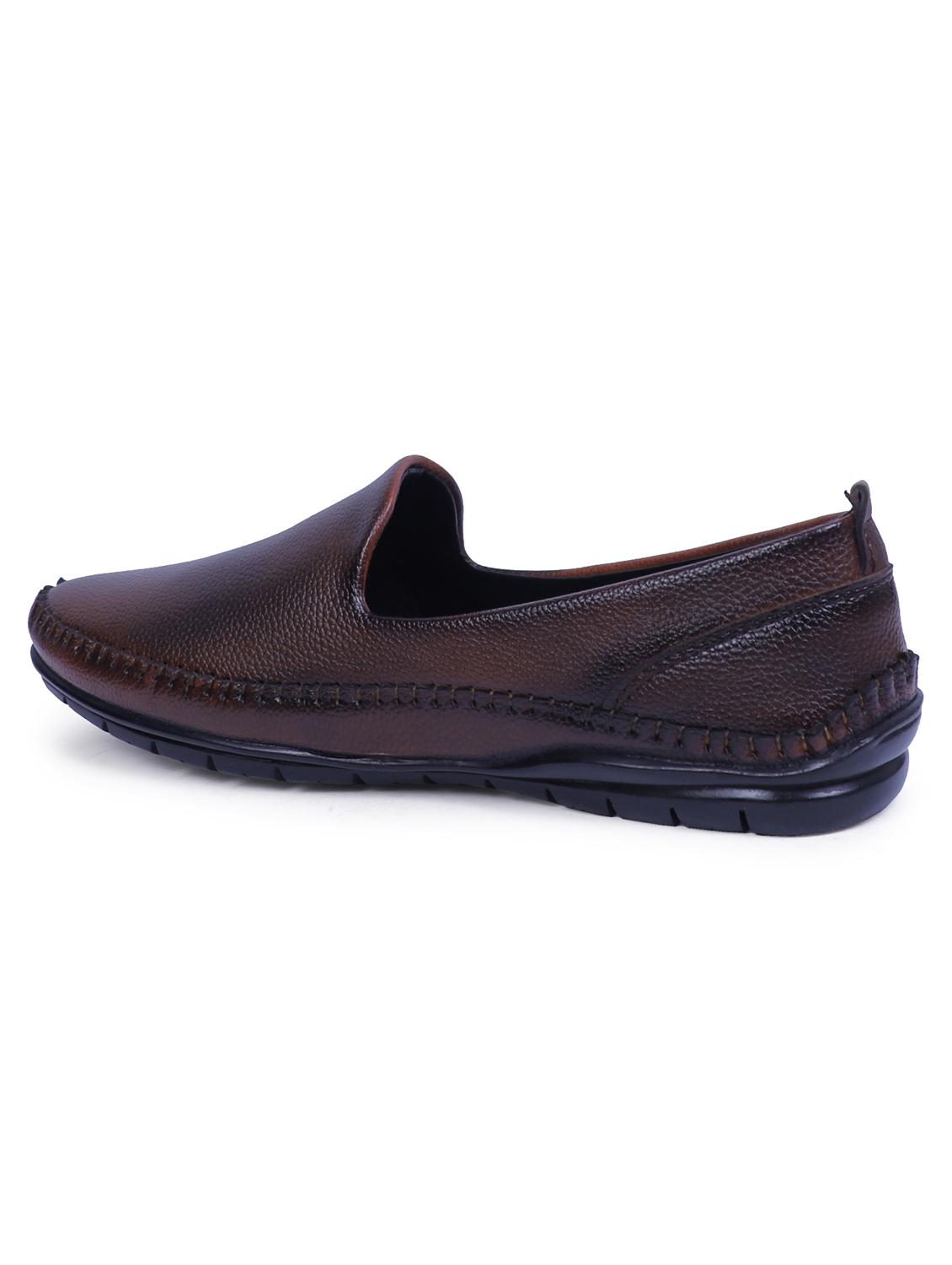tan artificial leather slip on loafers - 19643420 - Standard Image - 3