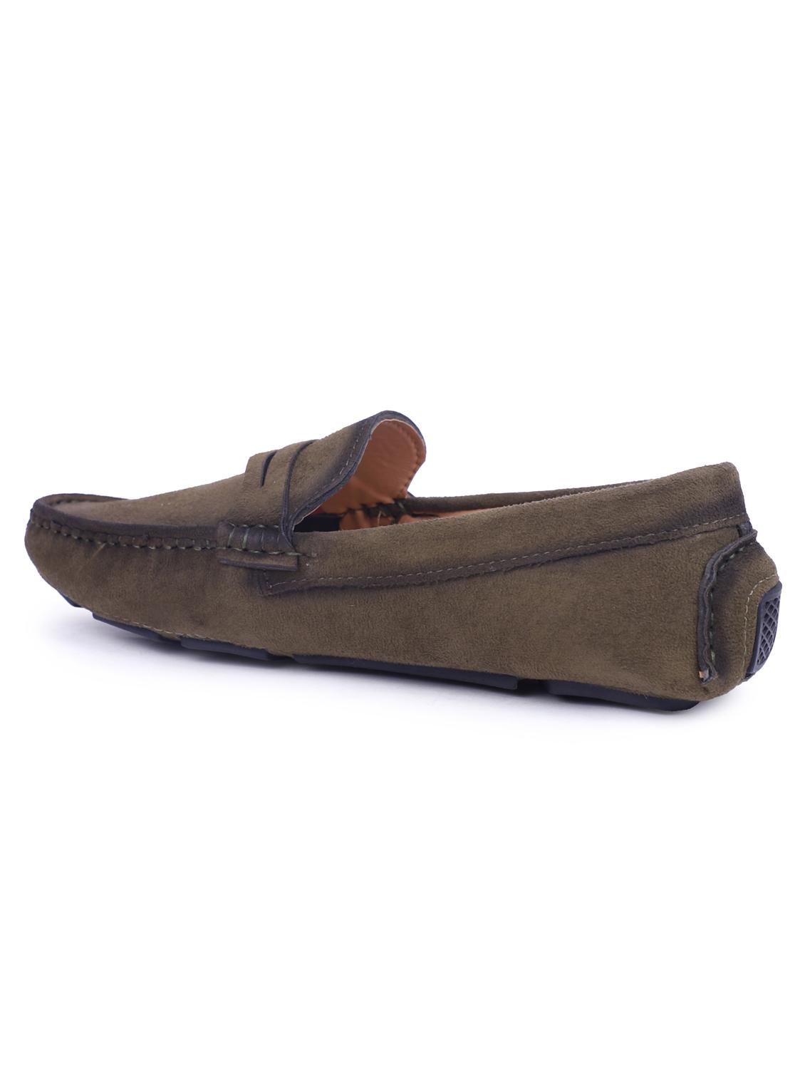 green artificial leather slip on loafers - 19643426 - Standard Image - 3