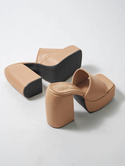 beige synthetic slip on sandals - 19646518 - Very Small Image - 1