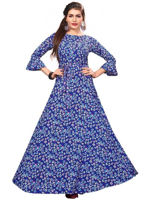 round neck printed a-line dress - 19647647 - Very Small Image - 1