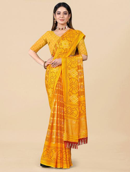 women's self design yellow colored saree with blouse - 19648526 - Very Small Image - 1