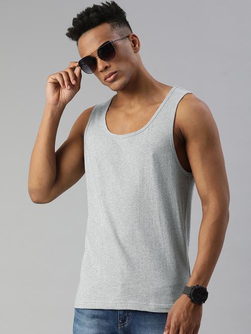 men solids cotton vest - 19650302 - Very Small Image - 1