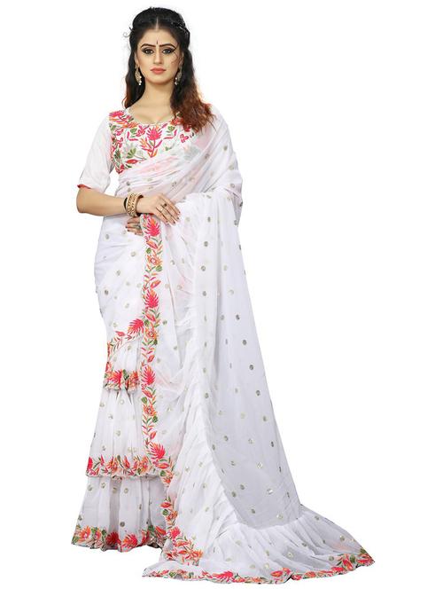 women's embroidered saree with blouse - 19650437 - Very Small Image - 1