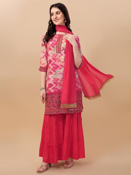 round neck kurta sharara set - 19650572 - Very Small Image - 1