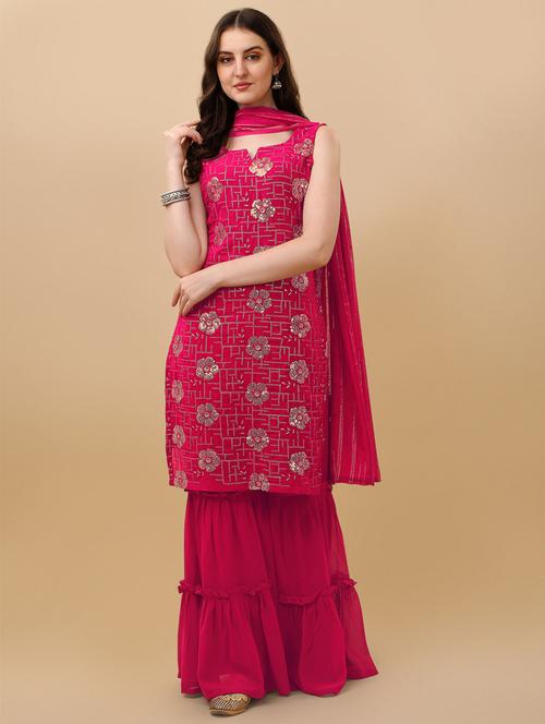 notch neck kurta sharara set - 19650599 - Very Small Image - 1