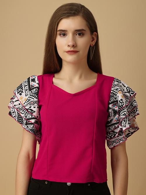 bell sleeves printed regular top - 19656393 - Very Small Image - 1