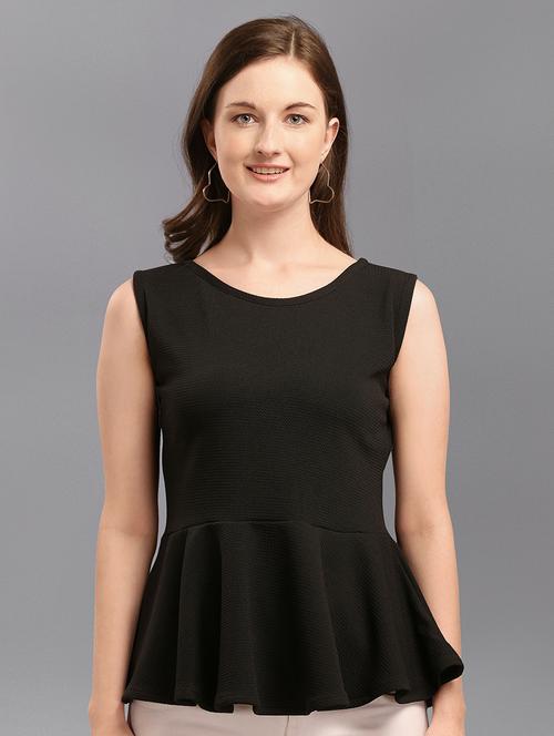 sleeveless solid peplum top - 19656619 - Very Small Image - 1